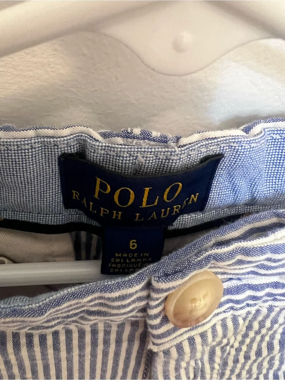 Polo by Ralph Lauren Navy and White Striped Seersucker Kids Shorts